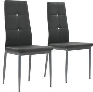vidaXL Krzesła stołowe, 2 szt., szare, sztuczna skóra 1