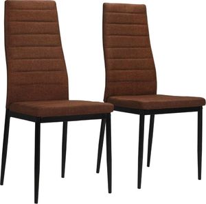 vidaXL Krzesła stołowe, 2 szt., brązowe, tkanina 1