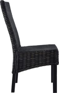 vidaXL Krzesła stołowe, 2 szt., czarne, rattan Kubu i drewno mango 2
