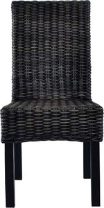 vidaXL Krzesła stołowe, 2 szt., czarne, rattan Kubu i drewno mango 3