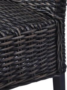 vidaXL Krzesła stołowe, 2 szt., czarne, rattan Kubu i drewno mango 6