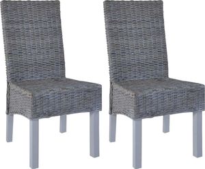 vidaXL Krzesła stołowe, 2 szt., szare, rattan Kubu i drewno mango 1