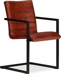 vidaXL Krzesła stołowe, 2 szt., brązowe, skóra naturalna 7