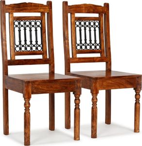 vidaXL Krzesła z litego drewna, stylizowane na sheesham, 2 szt. 1