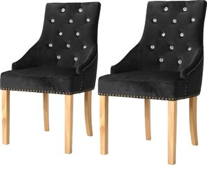 vidaXL Krzesła stołowe, 2 szt., czarne, drewno dębowe i aksamit 1