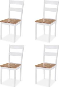 vidaXL Krzesła stołowe, 4 szt., białe, lite drewno kauczukowca 1