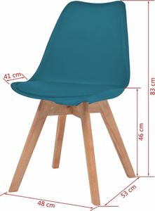 vidaXL Krzesła stołowe, 2 szt., turkusowe, sztuczna skóra 6