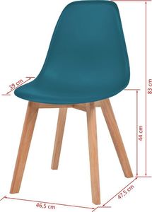 vidaXL Krzesła stołowe, 6 szt., turkusowe, plastik 6