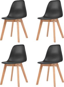 vidaXL Krzesła stołowe, 4 szt., czarne, plastik 1