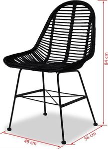 vidaXL Krzesła stołowe, 2 szt., czarne, rattan 5