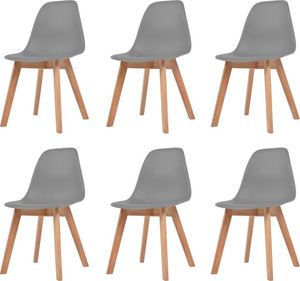vidaXL Krzesła stołowe, 6 szt., szare, plastik 1