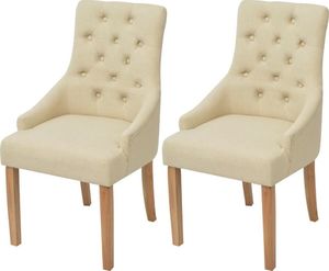 vidaXL Krzesła stołowe, 2 szt., kremowe, tkanina 1
