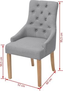 vidaXL Krzesła stołowe, 2 szt., jasnoszare, tkanina 6