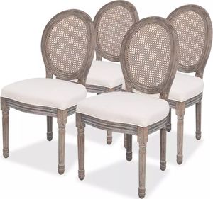 vidaXL Krzesła stołowe, 4 szt., kremowe, tkanina 1