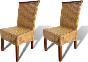 vidaXL Krzesła stołowe, 2 szt., brązowe, rattan 2