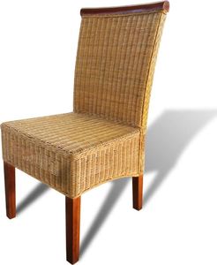 vidaXL Krzesła stołowe, 2 szt., brązowe, rattan 3