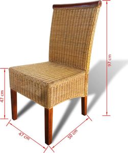 vidaXL Krzesła stołowe, 2 szt., brązowe, rattan 6