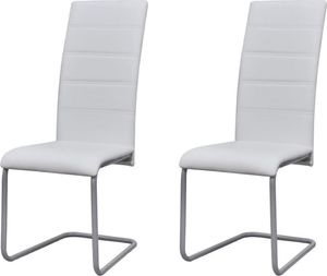 vidaXL Krzesła stołowe, 2 szt., białe, sztuczna skóra 1