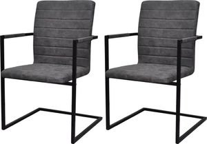 vidaXL Krzesła stołowe, 2 szt., szare, sztuczna skóra 1