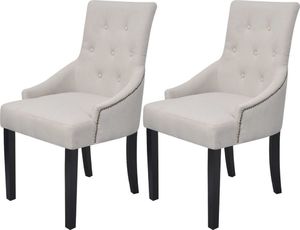 vidaXL Krzesła stołowe, 2 szt., kremowe, tkanina 1