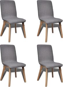 vidaXL Krzesła do jadalni, 4 szt., jasnoszare, tkanina i lity dąb 1