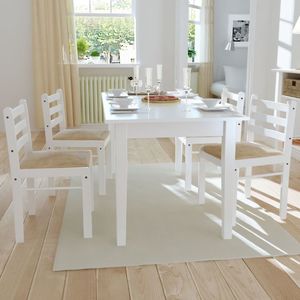 vidaXL Krzesła stołowe, 4 szt., białe, drewno kauczukowe i aksamit 1