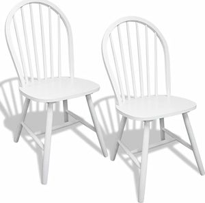 vidaXL Krzesła stołowe, 2 szt., białe, lite drewno (242026) - 242026 2