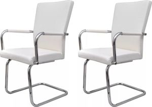 vidaXL Krzesła stołowe, 2 szt., białe, sztuczna skóra 2