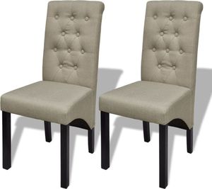 vidaXL Krzesła stołowe, 2 szt., beżowe, tkanina 1