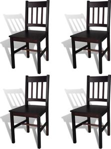 vidaXL Krzesła stołowe, 4 szt., brązowe, drewno sosnowe 1