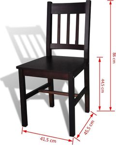 vidaXL Krzesła stołowe, 4 szt., brązowe, drewno sosnowe 5