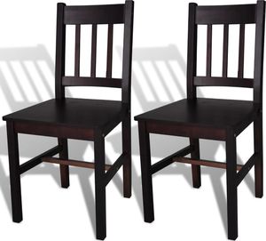 vidaXL Krzesła stołowe, 2 szt., brązowe, drewno sosnowe 1