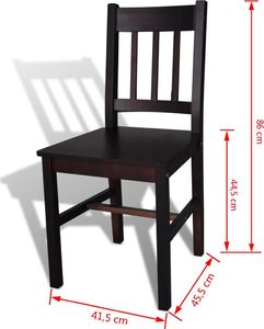 vidaXL Krzesła stołowe, 2 szt., brązowe, drewno sosnowe 5