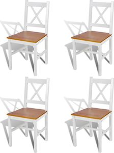 vidaXL Krzesła stołowe, 4 szt., białe, drewno sosnowe 1