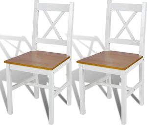 vidaXL Krzesła stołowe, 2 szt., białe, drewno sosnowe 1