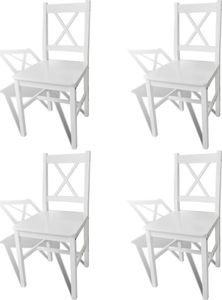 vidaXL Krzesła stołowe, 4 szt., białe, drewno sosnowe 1