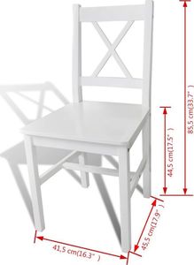 vidaXL Krzesła stołowe, 4 szt., białe, drewno sosnowe 5