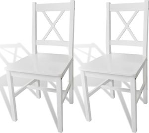vidaXL Krzesła stołowe, 2 szt., białe, drewno sosnowe 1