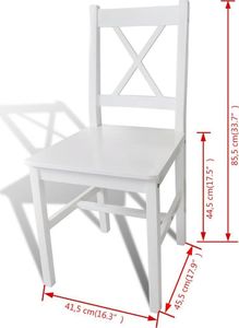 vidaXL Krzesła stołowe, 2 szt., białe, drewno sosnowe 5