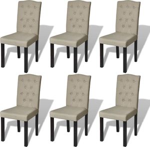 vidaXL Krzesła stołowe, 6 szt., beżowe, tkanina 1