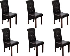 vidaXL Krzesła stołowe, 6 szt., brązowe, sztuczna skóra 1
