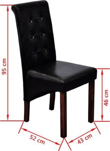 vidaXL Krzesła stołowe, 4 szt., czarne, sztuczna skóra 6