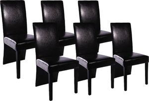 vidaXL Krzesła stołowe, 6 szt., czarne, sztuczna skóra 1