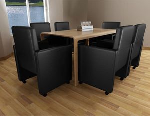 vidaXL Krzesła stołowe, 6 szt., czarne, sztuczna skóra 2