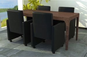 vidaXL Krzesła stołowe, 4 szt., czarne, sztuczna skóra 2