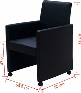 vidaXL Krzesła stołowe, 4 szt., czarne, sztuczna skóra 7