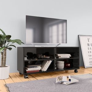 vidaXL Szafka pod TV z kółkami, wysoki połysk, czarna, 90x35x35 cm 1