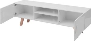 vidaXL Szafka pod TV, MDF, 150x35x48,5 cm, wysoki połysk, biała 4