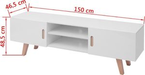 vidaXL Szafka pod TV, MDF, 150x35x48,5 cm, wysoki połysk, biała 6