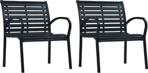 vidaXL krzesła ogrodowe, 2 sztuki, czarne, stal i WPC (47939) 1